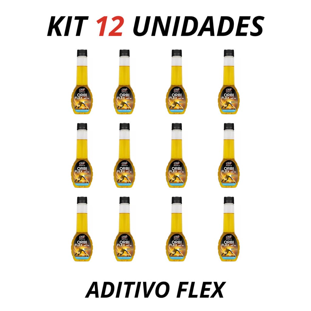 KIT 12 Aditivo Combustível Flex 200ml Limpa Bicos Injetores - ORBI-FLEX