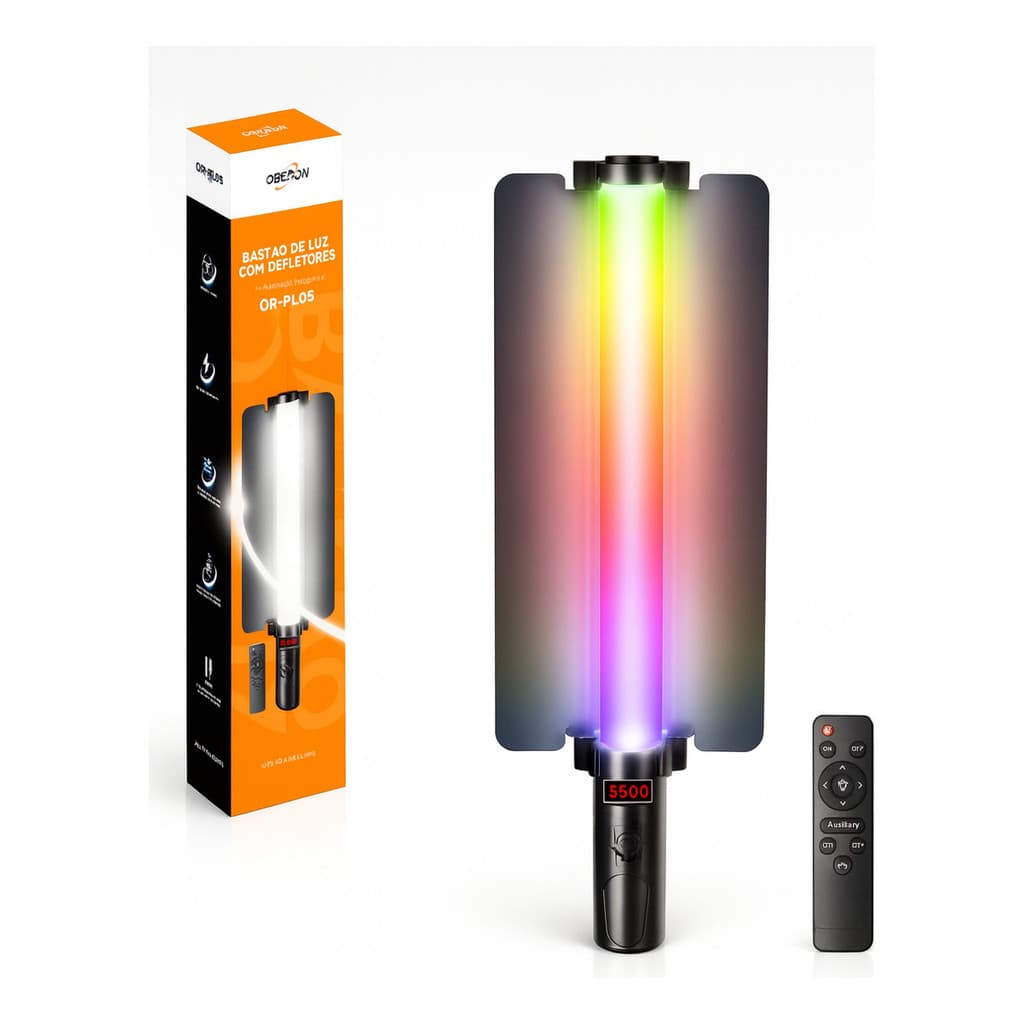 Bastão de Luz LED com Defletores 7.5W com Controle Bicolor 2700K-6500K USB para Filmagem Fotografia