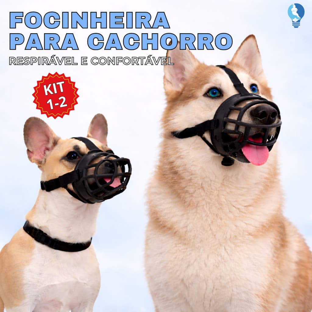 Focinheira Ajustável de Silicone Macia Respirável para Cães de Porte Médio e Grande Cor Preta