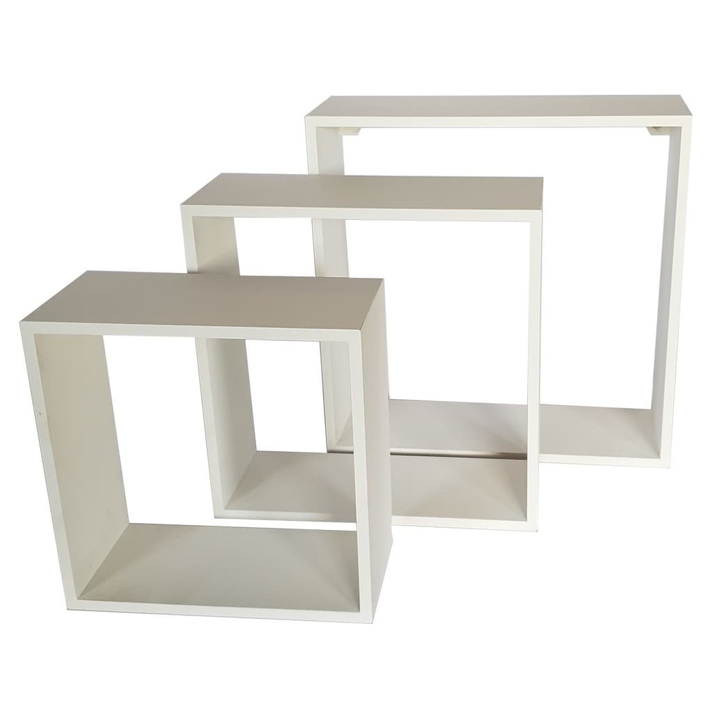 Kit 3 Nichos Quadrados Decorativos Parede MDF Sala Quarto Escritório - 350, 300, 250 X 120