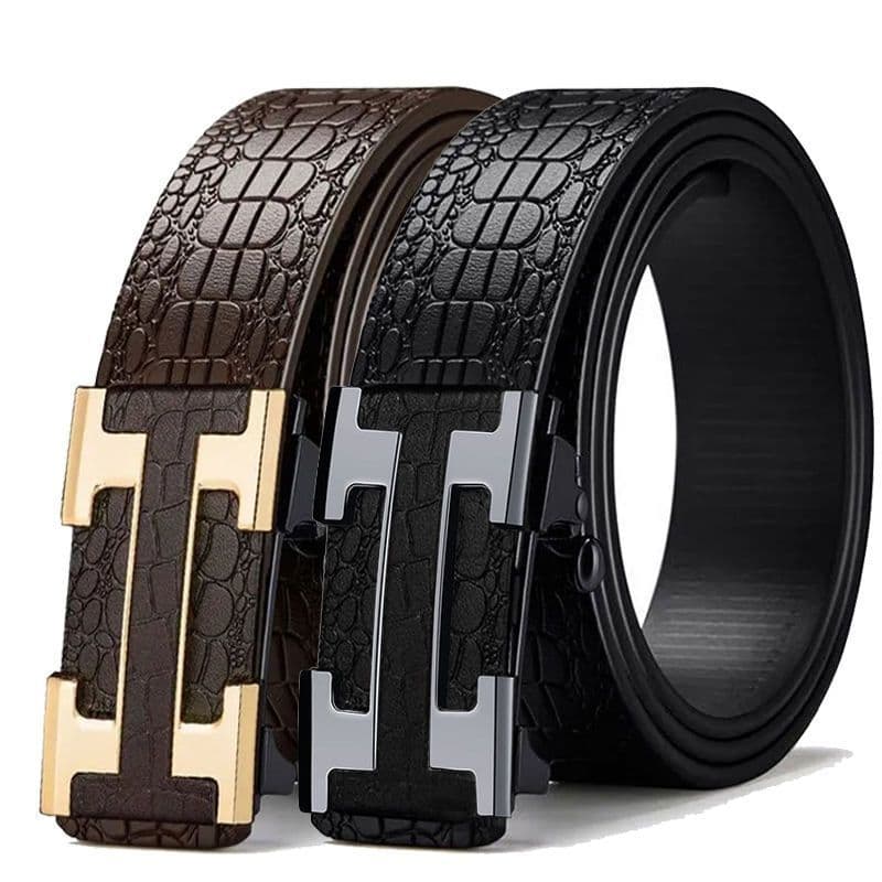 Novo estilo H padrão de crocodilo cinto masculino fivela automática cinto de desgaste interno masculino all-match negóci