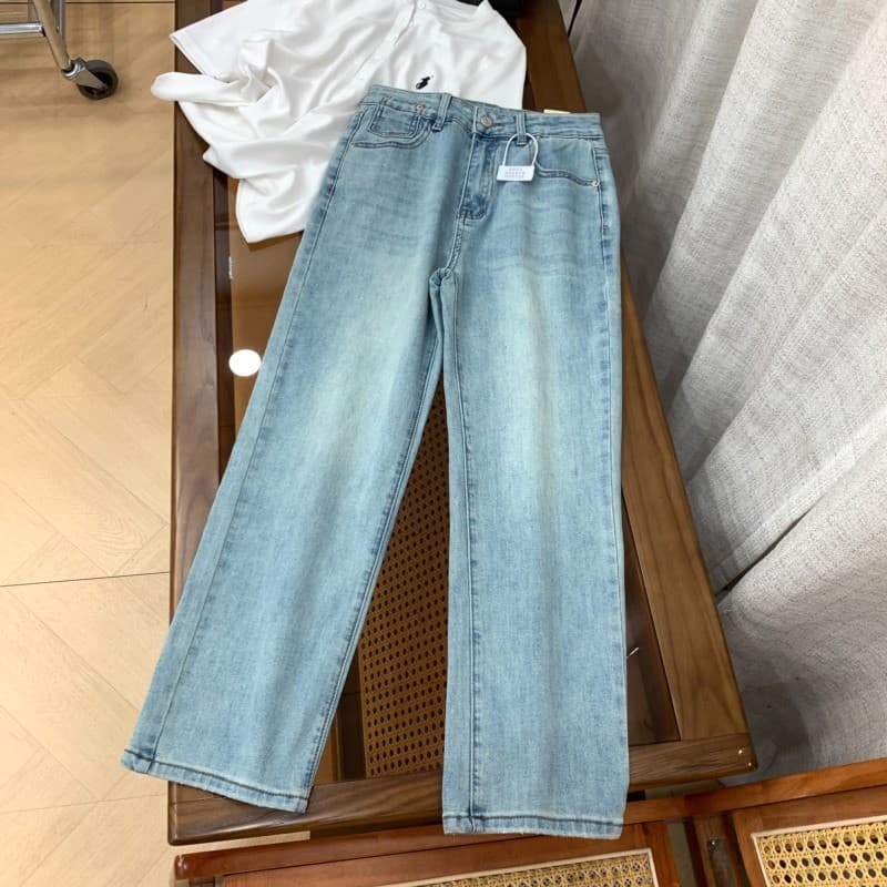 Festival da primavera entrega versão coreana Retro Jeans cintura alta mais magro olhar All-Match calças retas#29