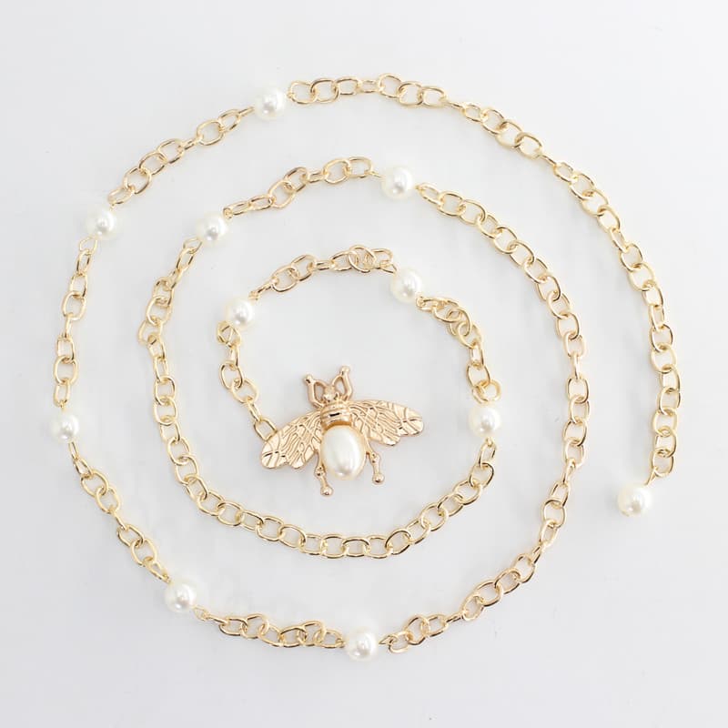 Pérola cintura corrente senhoras decorativo cinto fino versão coreana doce Metal simples combinando saia vestido com pin