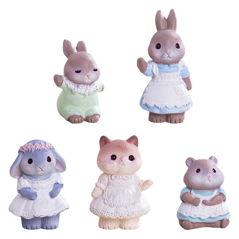 Estatuetas De Coelho Em Miniatura Aconchegantes , Coelhinhos Da Páscoa , Fadas , Decorações De Jardim , Toppers De Bolo