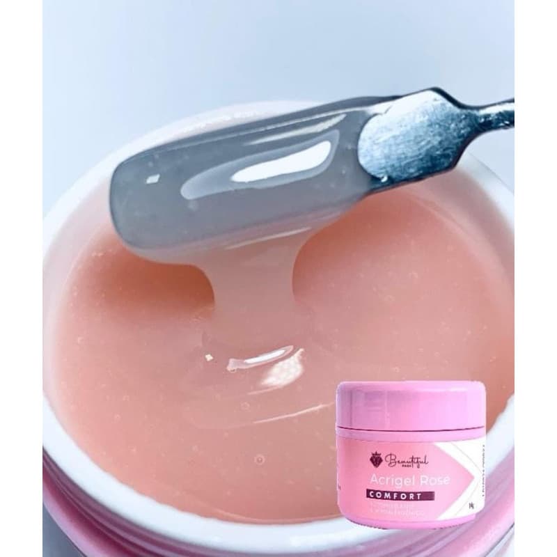Gel Acrigel Rose 14g - Beautiful Nails- Linha Comfort- autonivelante, unhas artificiais, gel construtor, gel hard