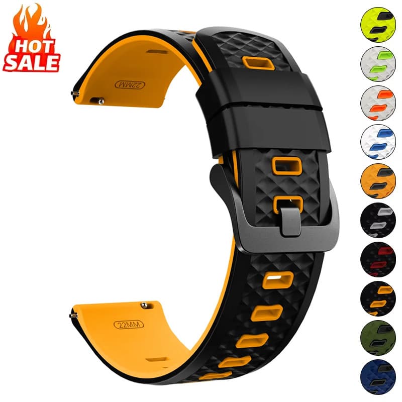 Pulseira De Silicone De Tom Duplo Com Padrão De Diamante De 22 Mm Compatível Huawei GT6/5/4 46 Para Garmin forerunner 26