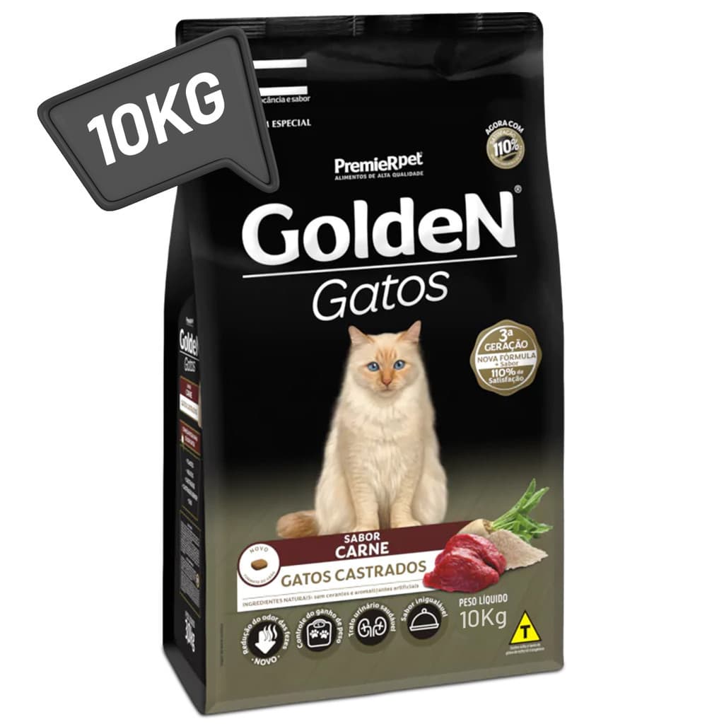 Ração Golden Gatos Castrados 10kg Carne