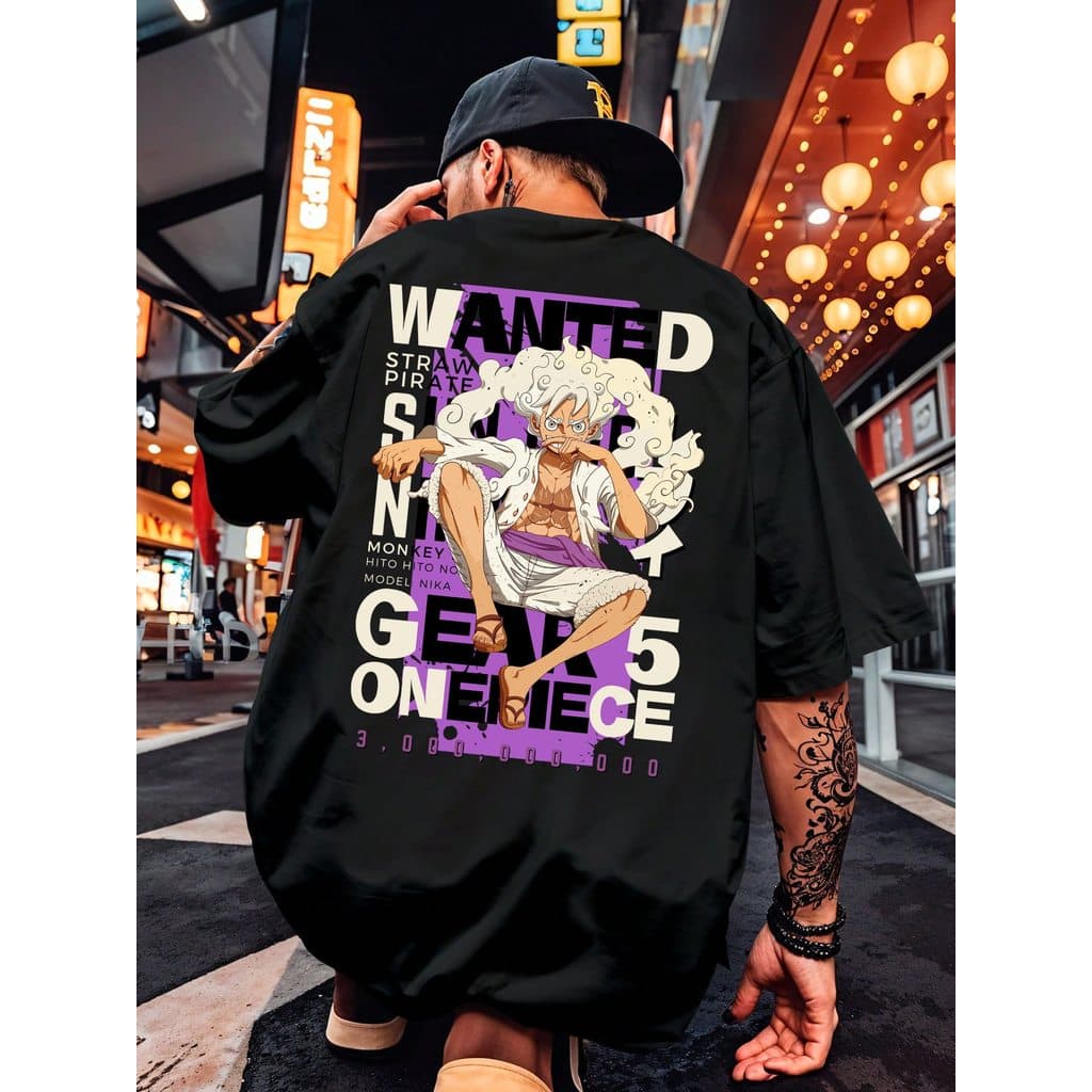 Camiseta Anime One Piece Luffy Gear 5 Nika Camisa Blusa Unissex Masculino Feminino 100% Algodão Preto Branco Plus Size