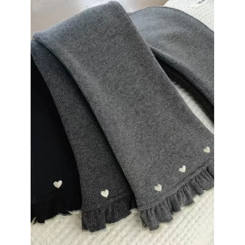 Meninas Sweatpants 2026 novo estilo forro de lã engrossado algodão puro macio fino-ajuste versão coreana amor bordado ba