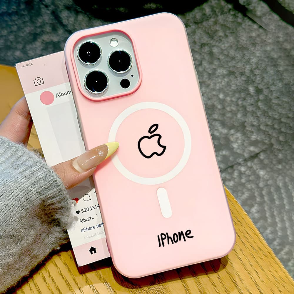 Linha De Logotipo Capa Para iPhone 16 15 14 Plus 13 12 Pro Max 2 Em 1 Carga Magnética Sem Fio Fosco Silicone Anti-Impact