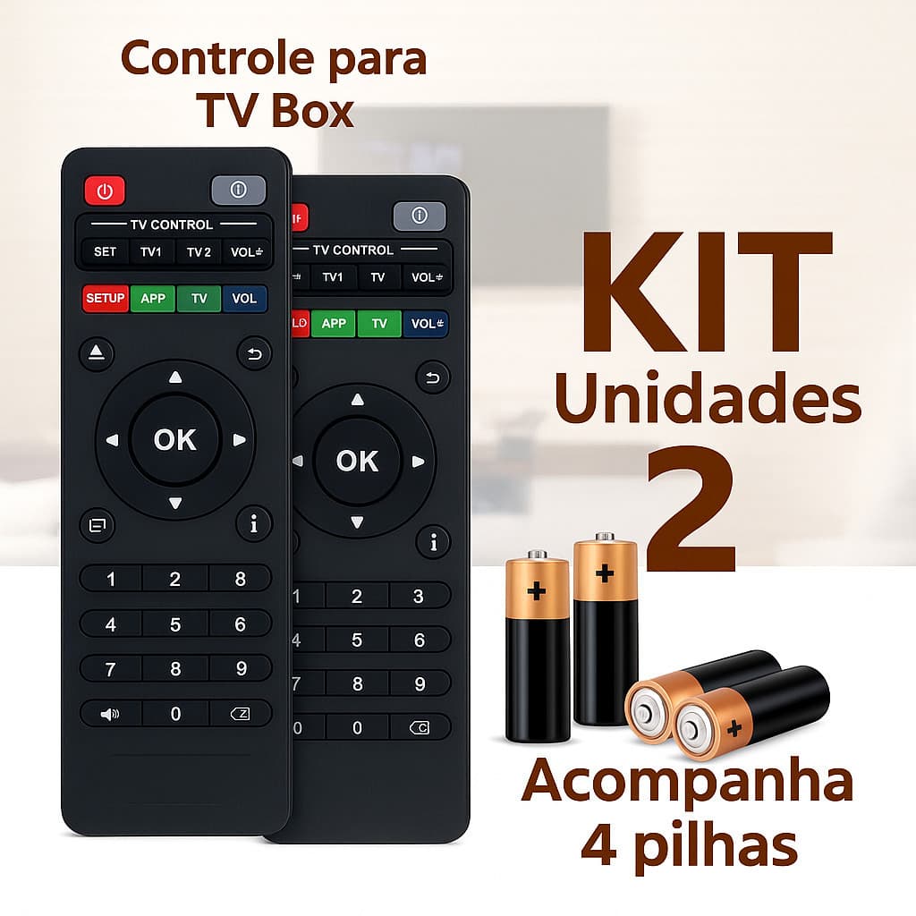 Kit 1 ou 2 Controles Para TV Box Inteligente Completo com Pilhas.