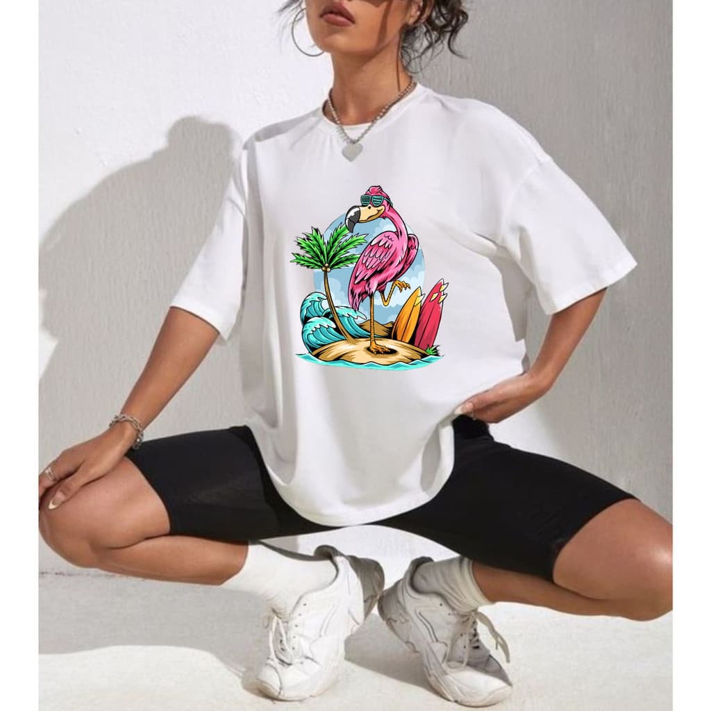 Camiseta Camisa Flamingo Tropical Verão Praia Surf
