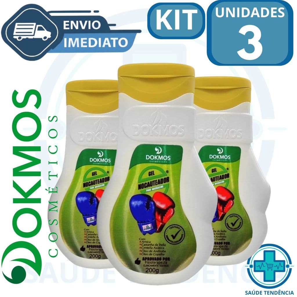 KIT 3 Gel De Massagem Nocauteador 200g Dokmos