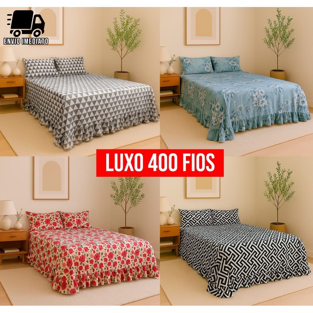 Colcha Premium 400 Fios Luxo Solteiro Casal Queen King Cobre Leito Macia Elegante Hotel TS
