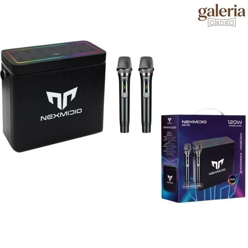 Caixa de som portátil Bluetooth para karaokê com dois microfones, alto-falantes potentes e som de alta qualidade MD-T01