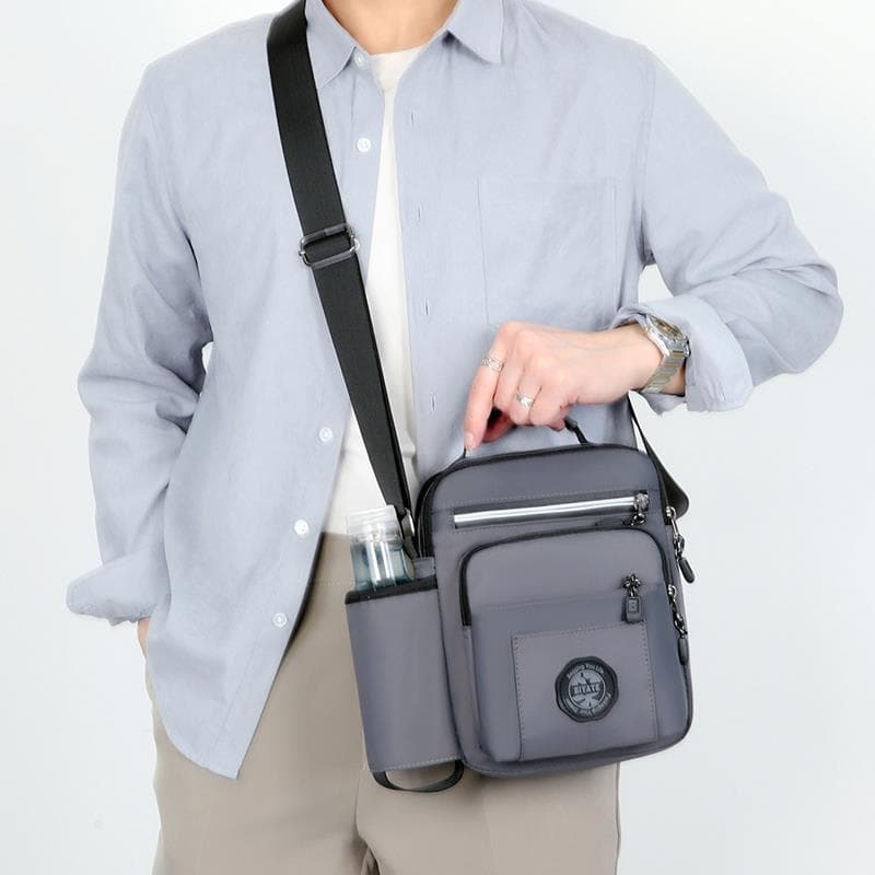 Homens negócios Casual pai leve Multi-camada bolsa de ombro garrafa de água copo de água Commuter trabalho Diagonal pequ