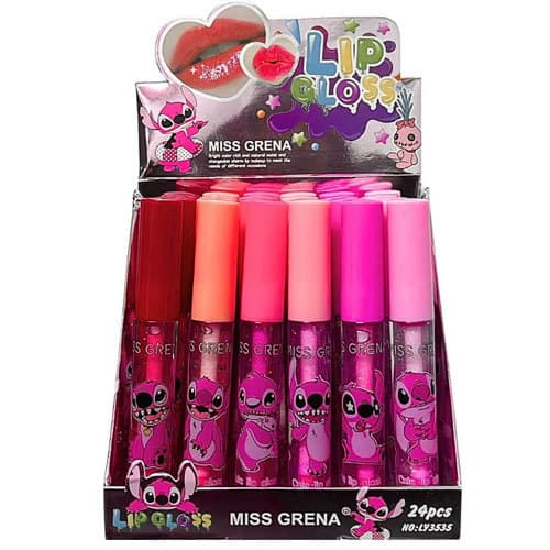1 Gloss Labial Stitch Miss Grena Brilho Labial Infantil e Juvenil Hidratante