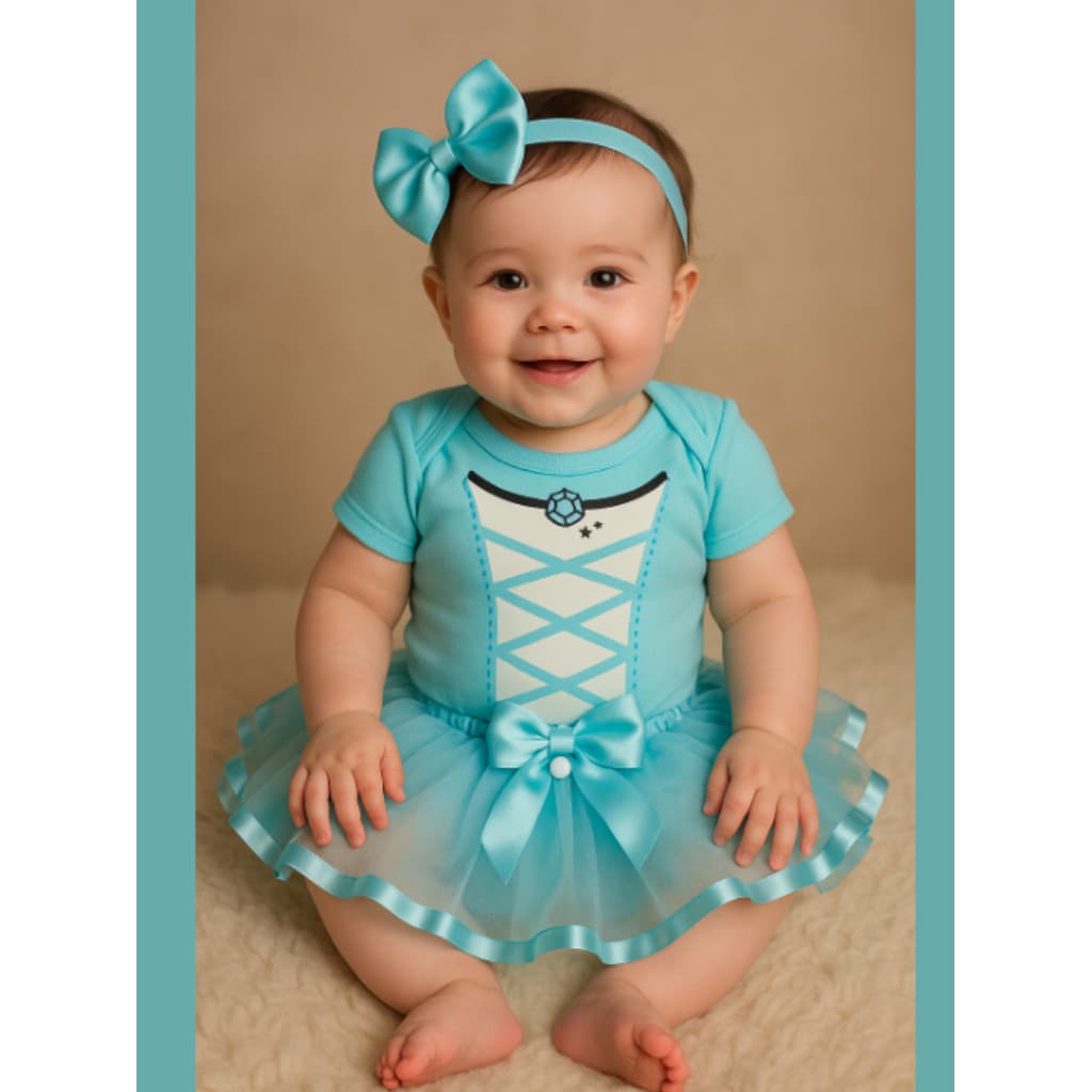 Body Infantil Bebê mesversario Menina Cinderela Temático+Laço+Tule Promoção