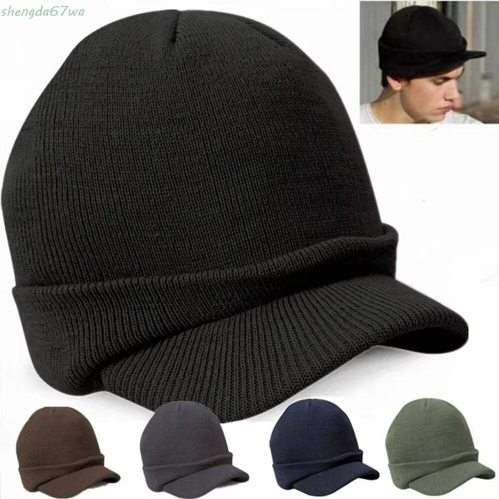 Boné Pontiagudo De Malha Quente SHENGDA , Gorro De Aba Curta Com De Cor Sólida , Macio E Grosso Adiciona Chapéu Forrado