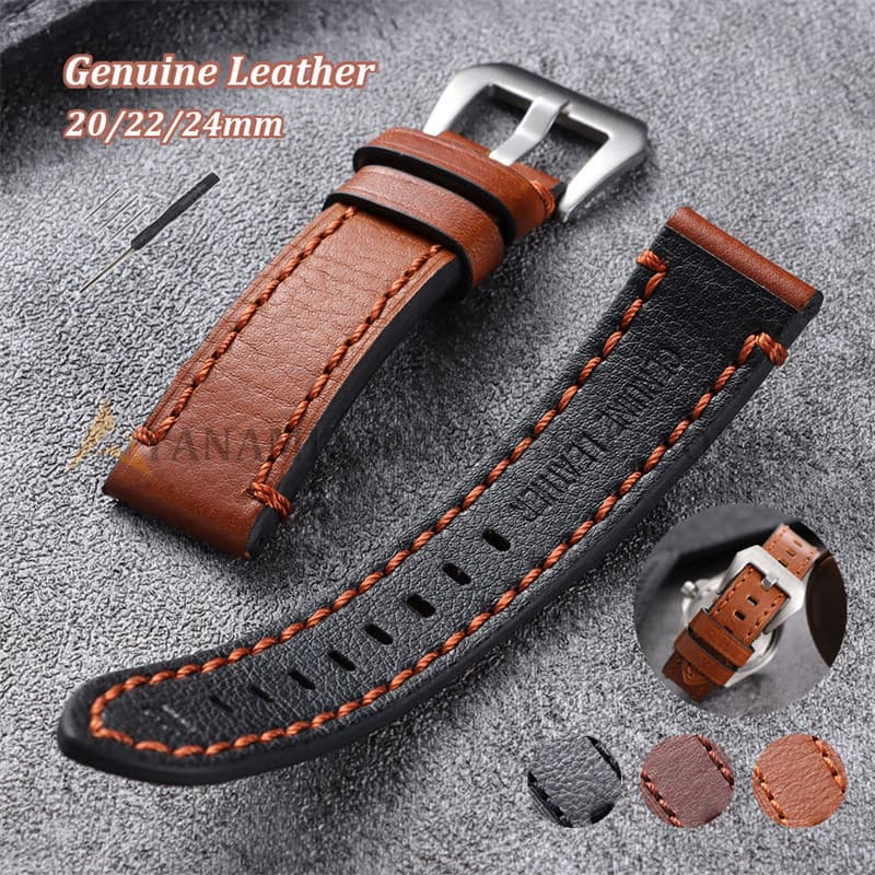 Pulseira De Relógio De Couro Genuíno Vintage 20mm 22mm 24mm Macio Universal Masculino Feminino Pulseiras De Negócios