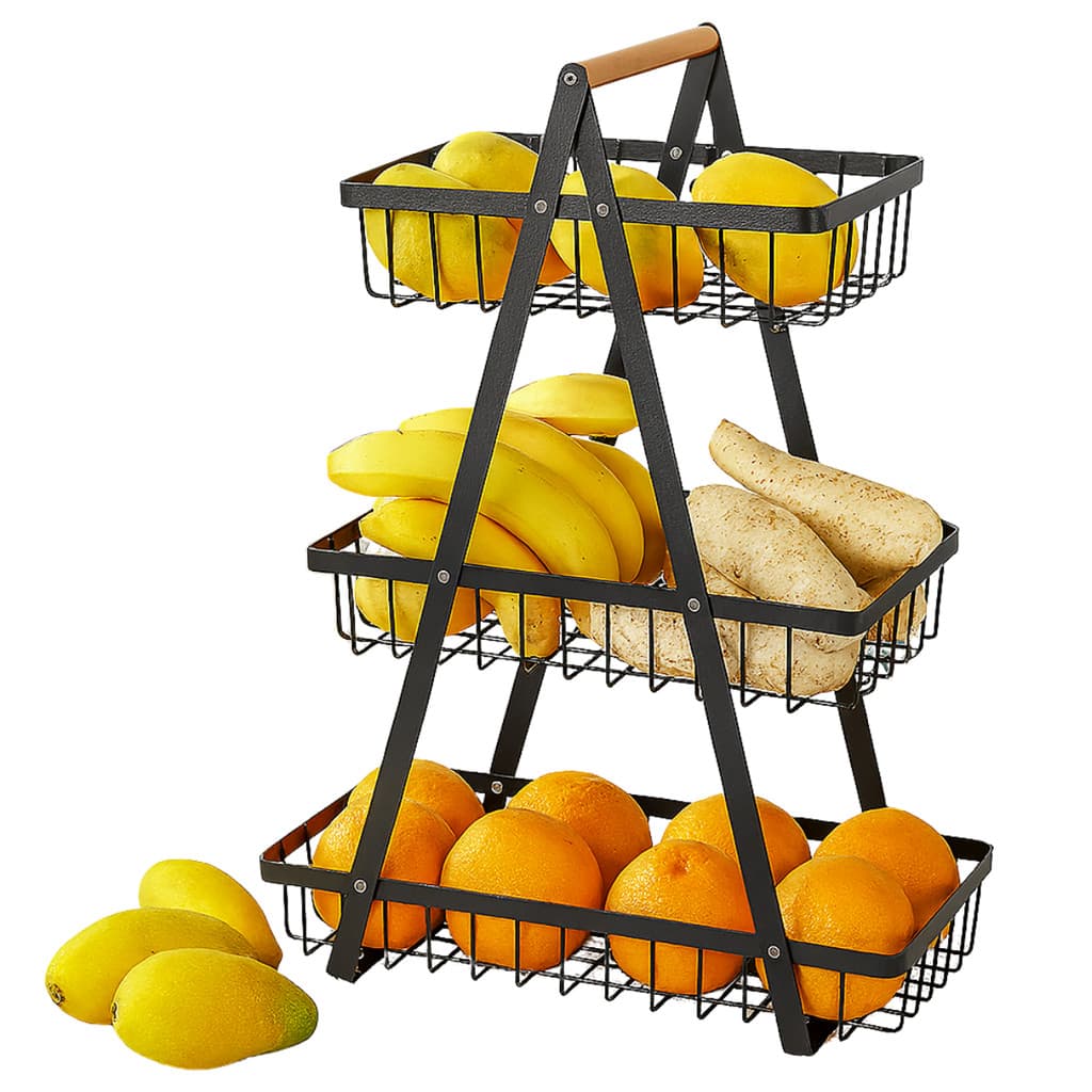 Fruteira De Mesa 3 Andares Cesto De Frutas Legumes Multiuso Organizador