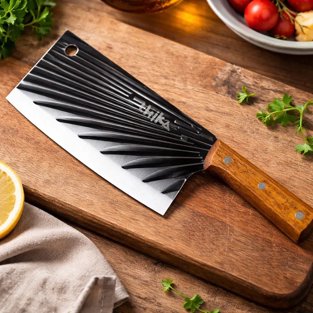 Cutelo Profissional 30cm Aço Inox Cabo Madeira Carne Osso Churrasco Cozinha Robusto Resistente Grande Pronta Entrega