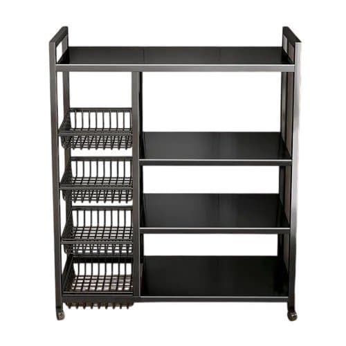 Suporte Multifuncional Micro Ondas Fruteira Integrada Organizador Cozinha Preto Fusco