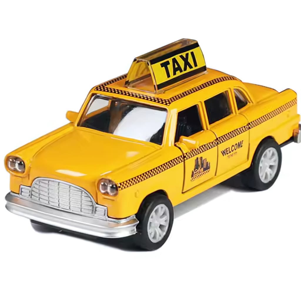 Carrinho Taxi Miniatura Carro Americano Metal Abre Portas