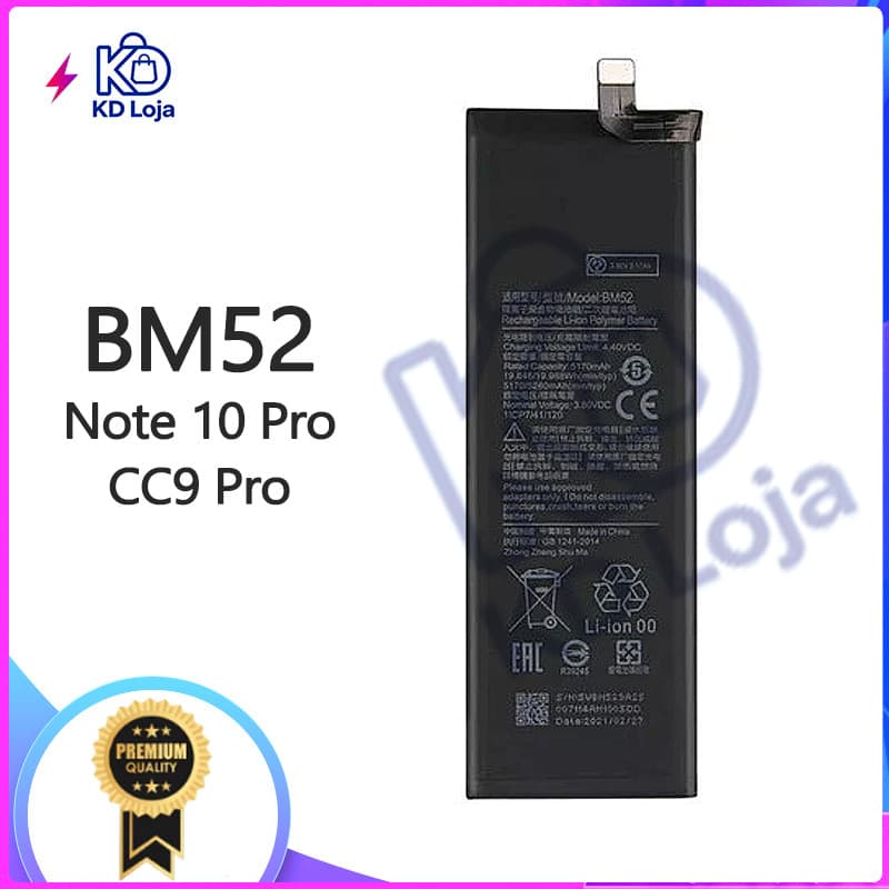 Bateria Para Redmi Note 10 Pro / CC9 Pro (BM52) Novo + Garantia