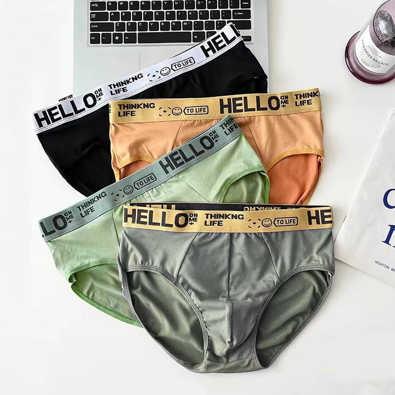 Roupa interior masculina estudante triângulo respirável na moda calças de tamanho grande adolescente letras cuecas exclu