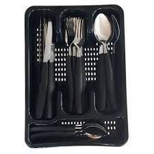 TALHERES PRETO OU CINZA 25PCS PRETO INOX/PLAST 33X21CM