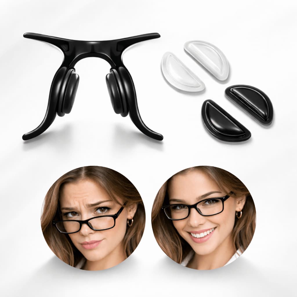 Kit De Almofada De Suporte Para Armação De Óculos – Silicone Macio Reutilizável Preto/Transparente ; Uso Diário