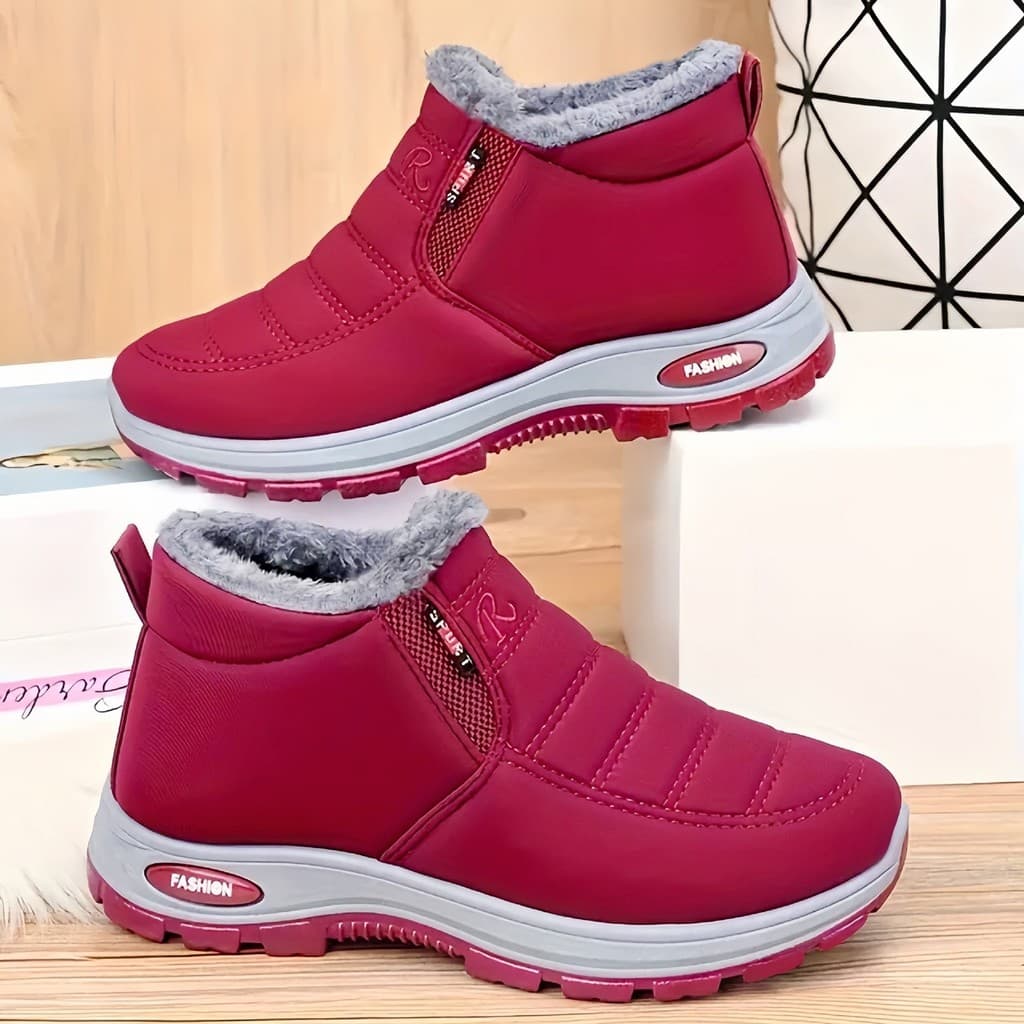 Botas de neve femininas 2024 novo estilo inverno velo-velo quente deslizamento em botas curtas sola macia antiderrapante