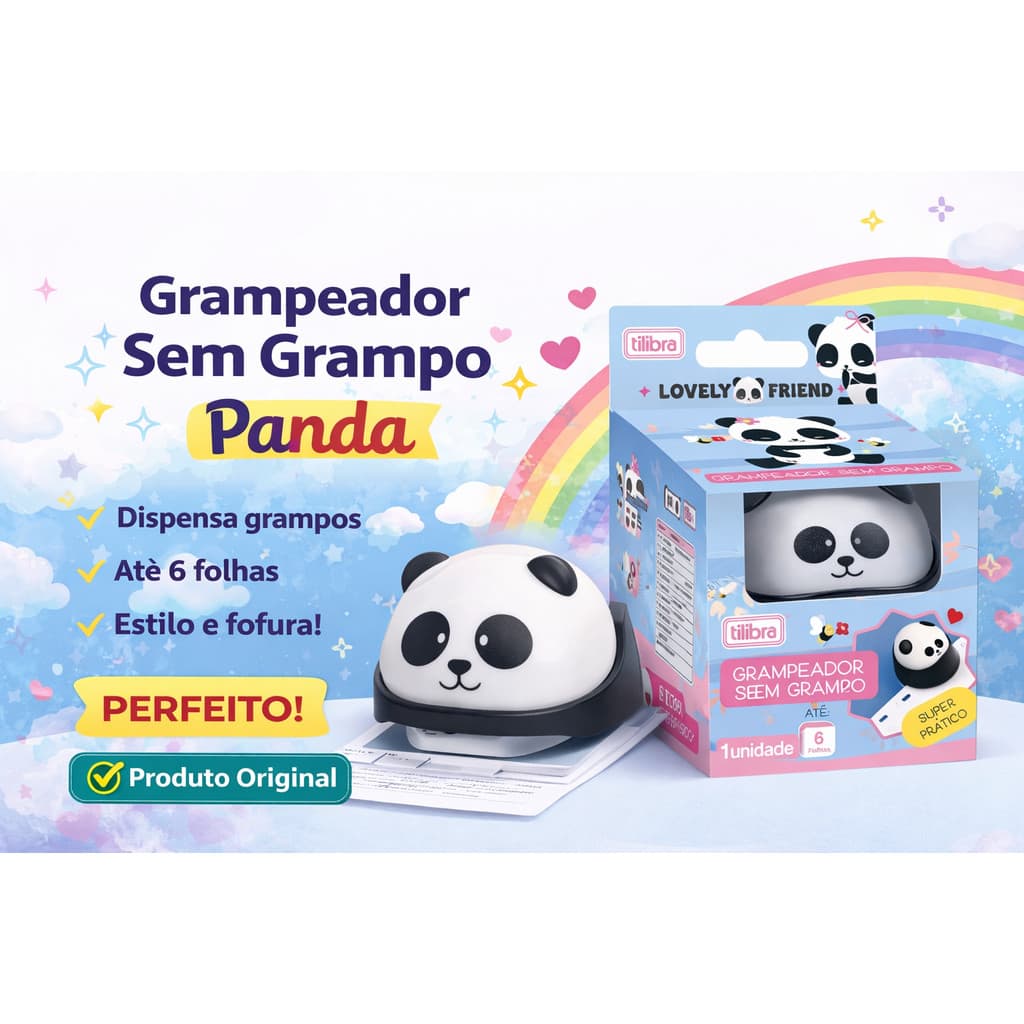 Grampeador sem Grampo até 6 fls Panda - Tilibra