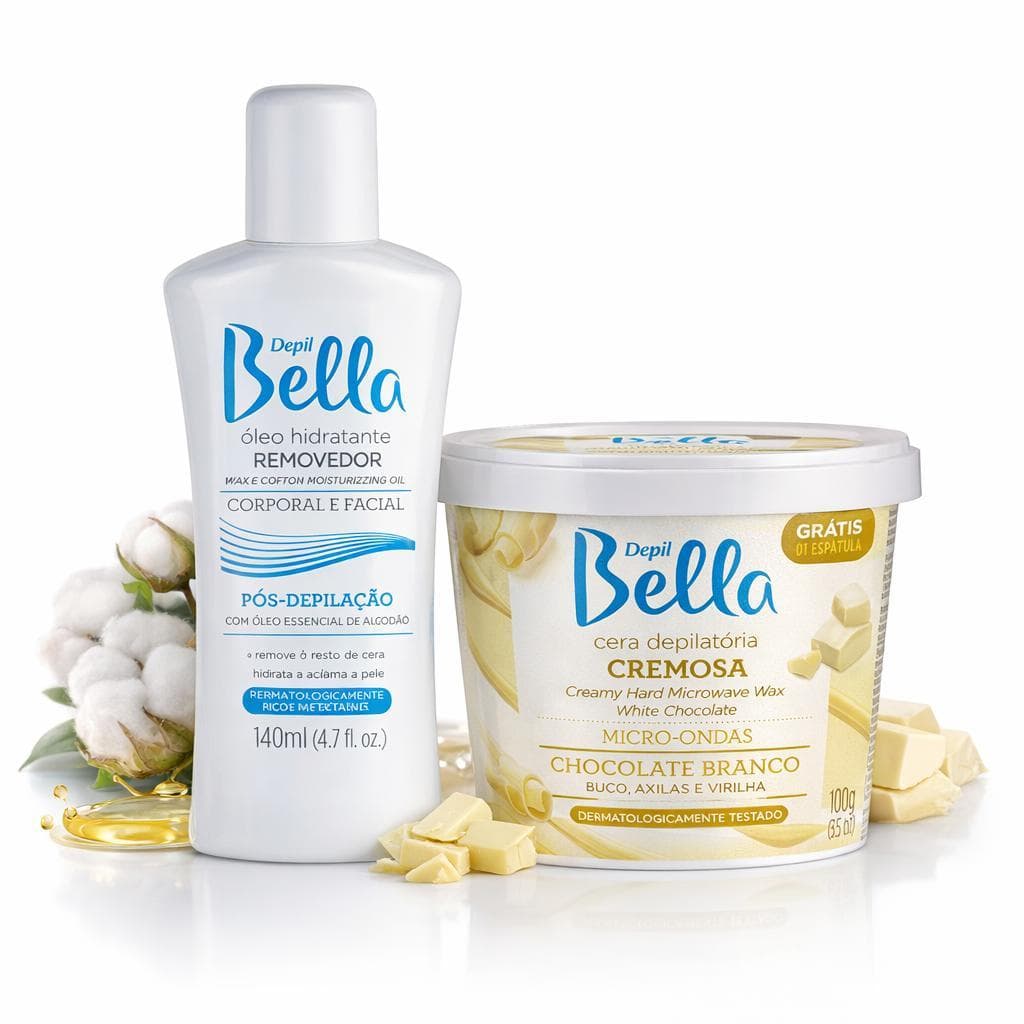 Kit Cera Depilatória Micro-ondas 100g + Óleo Removedor Depil Bella
