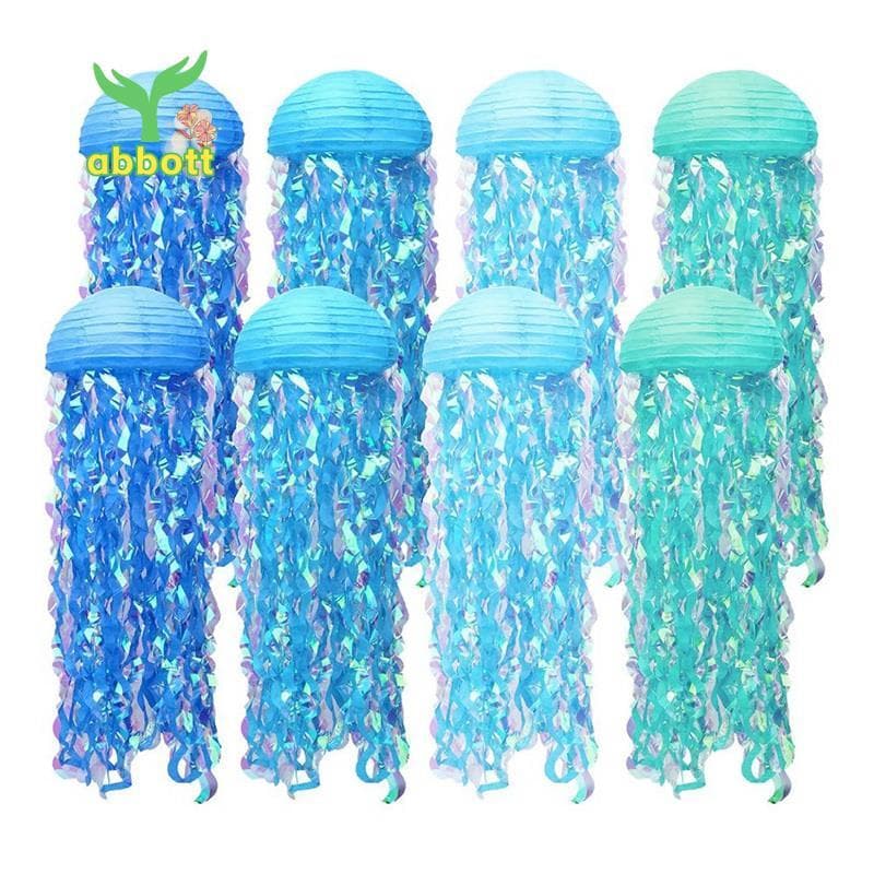 Lanternas De Água-Viva Papel Decoração Pendurada Decorações Azul