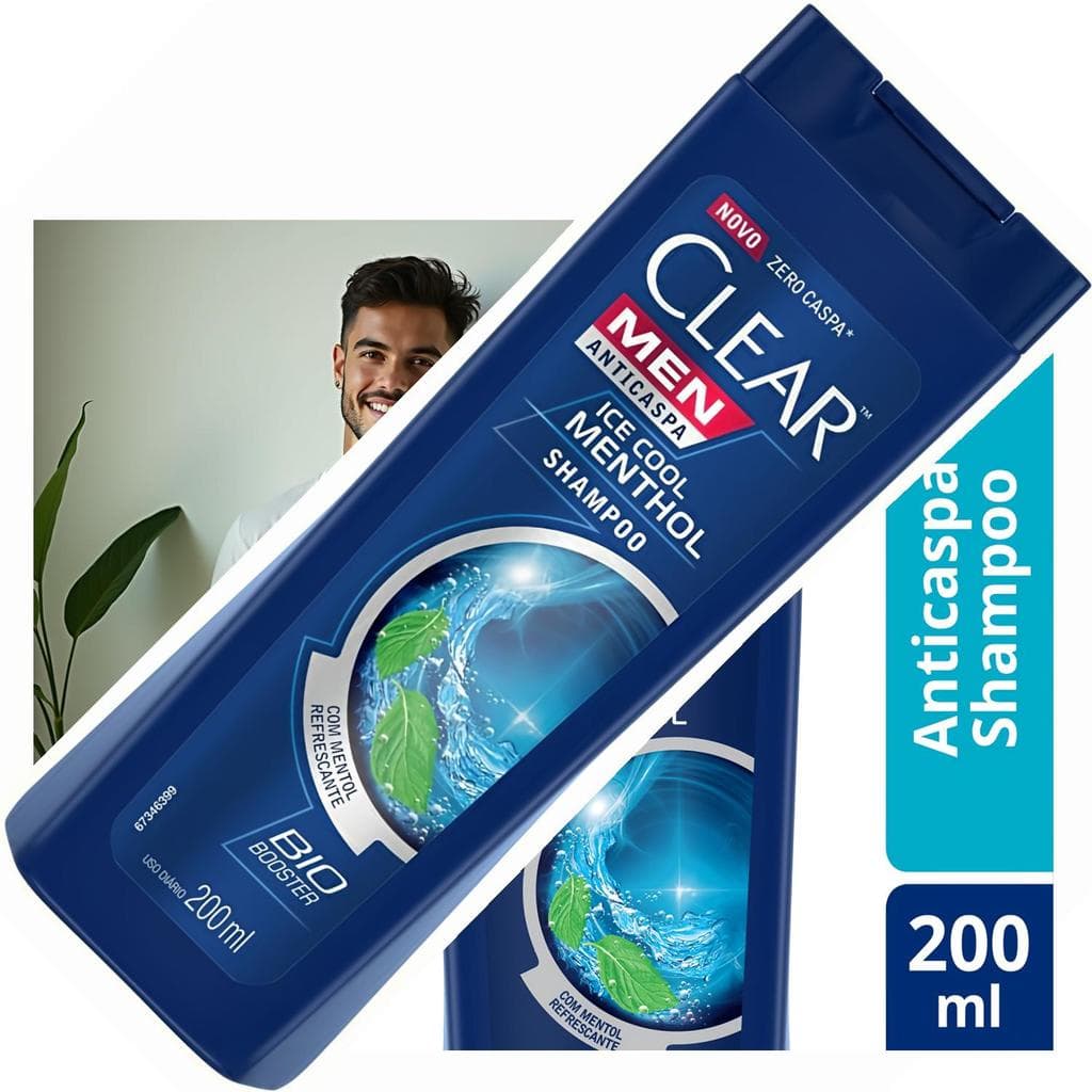 Shampoo Clear Men Ice Cool 200ml Anticaspa Mentol Refrescante Couro Oleoso Bio Booster