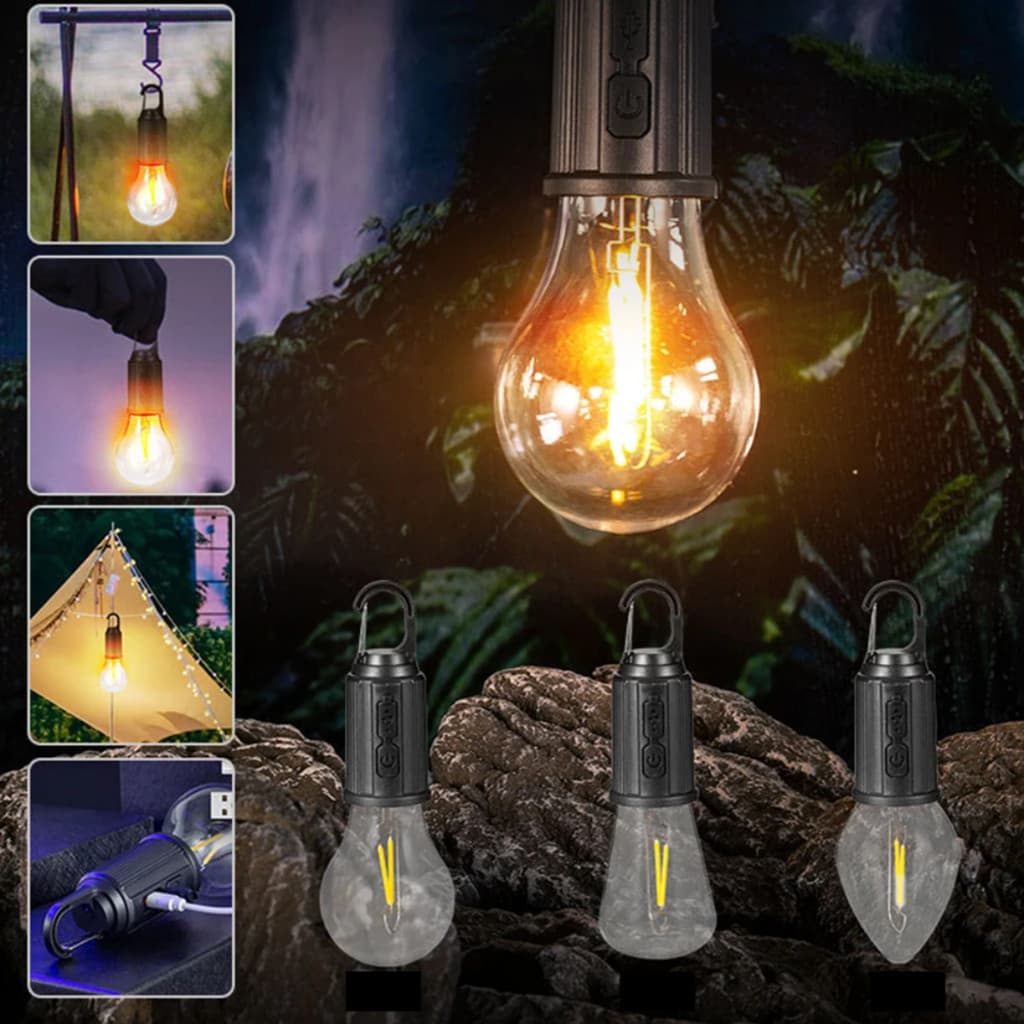 Lâmpada Recarregável Luminária Led Portátil Vintage Lanterna De Emergência Acampamento Trilha