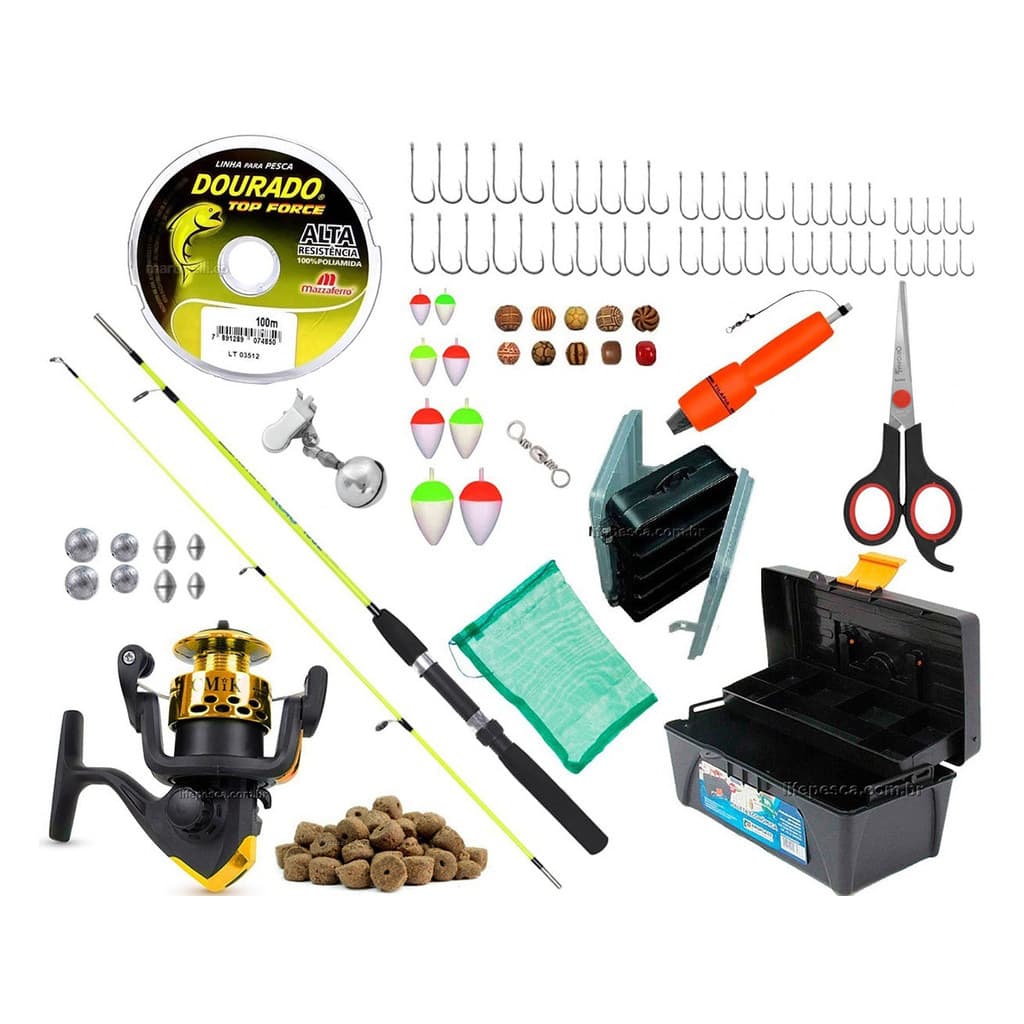 Kit de Pesca Vara Molinete C/ Caixa de Pesca e Acessórios (Ref. 09)