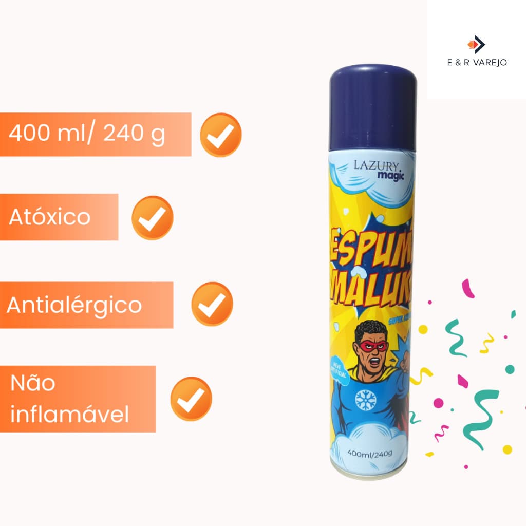 Espuma Maluka Espuminha 400ml Spray Carnaval | Espuma Artificial Festa Bloquinho