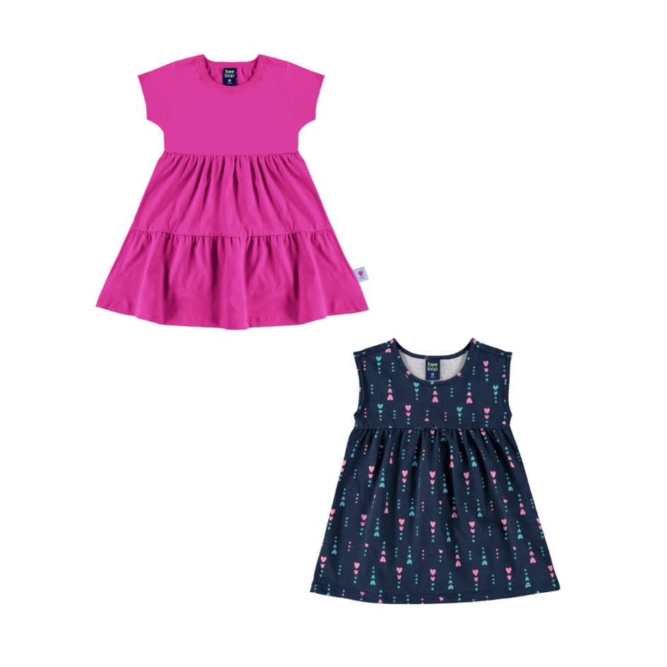 Kit Infantil Menina 2 Vestidos - 100% Algodão - TAM 2