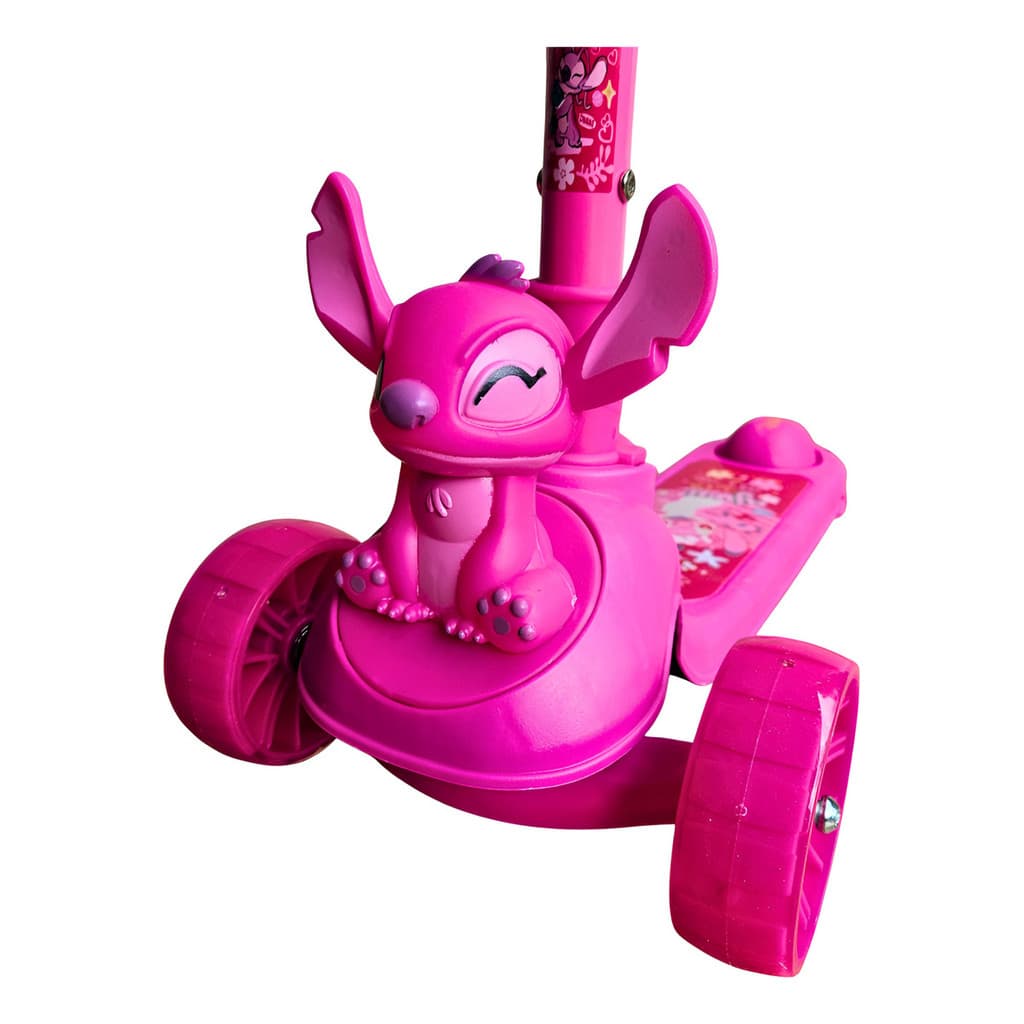 Patinete Rosa Stitch Disney com 3 Rodas e Boneco – Mais Estável e Divertido