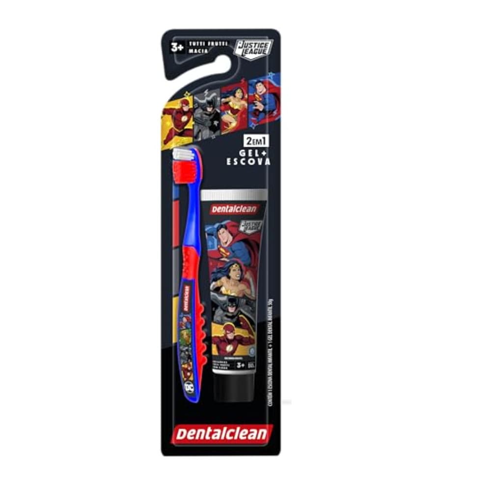 Kit Liga da Justiça com 1 Escova de Dente + Gel Dental com 50g - Dentalclean