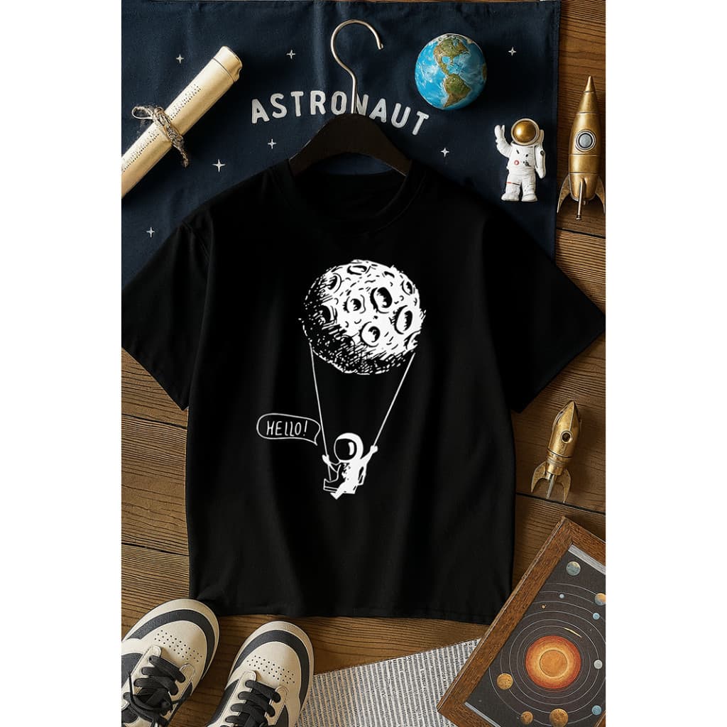 Camiseta Algodão Astronasa Astronauta Sentado Juvenil e Infantil Unissex Astro Menino Menina Nasa envio rapido