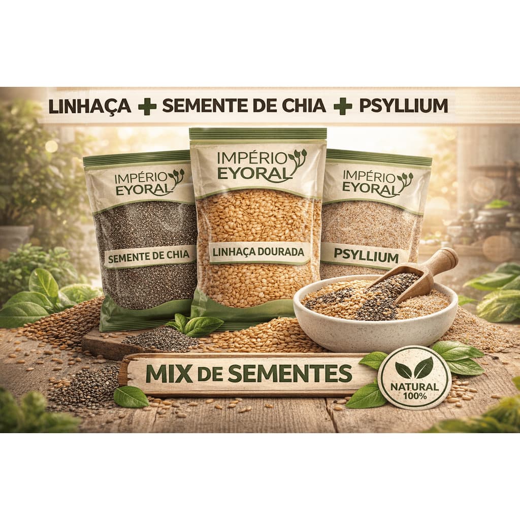 Kit Mix de Sementes Chia + Linhaça + Psyllium husk