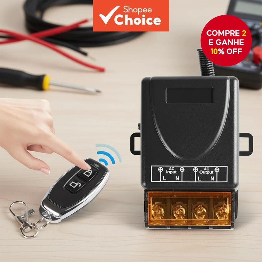 Interruptor de Controle Remoto RF Sem Fio 433Mhz, Receptor de Relé 30A para Motor de Porta 110V 220V AC e Dispositivo