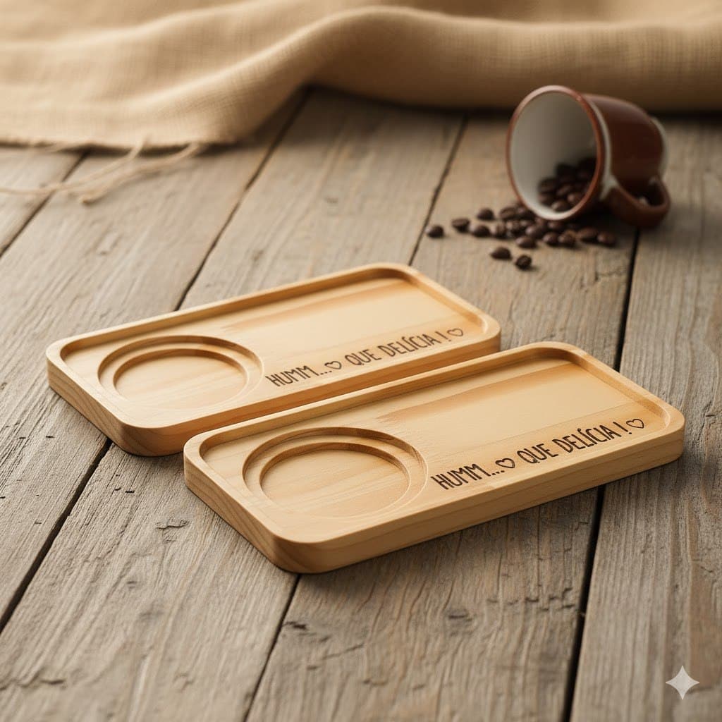 Suporte Porta Pires em Madeira Retangular para Cozinha Café e Chá com Detalhe Decorativo