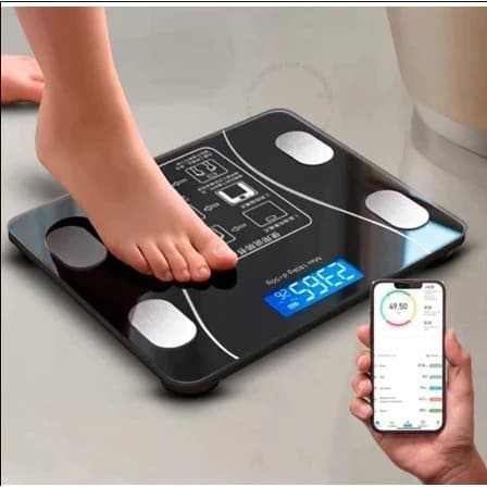 Balança Digital Bioimpedância Bluetooth App Peso Gordura Corporal Massa Muscular IMC Fitness