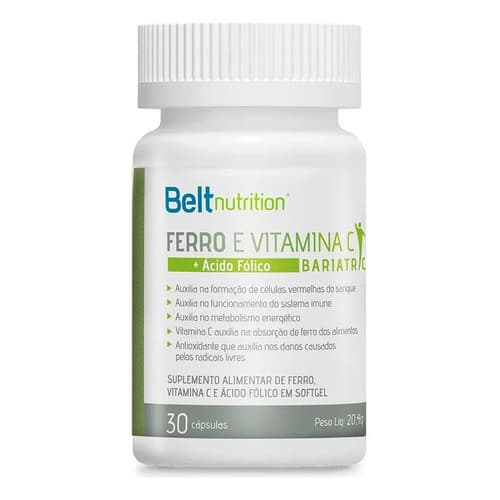 Ferro Bariatric- Vitamina C + Ácido Fólico- 30 Cáps- Belt