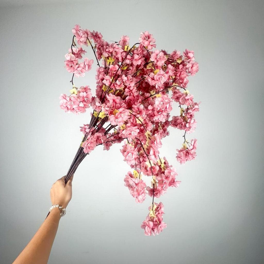 Flores Galho de Cerejeira Rosa Pessegueiro Artificial Para Enfeite Decoração- A-506 ROSE